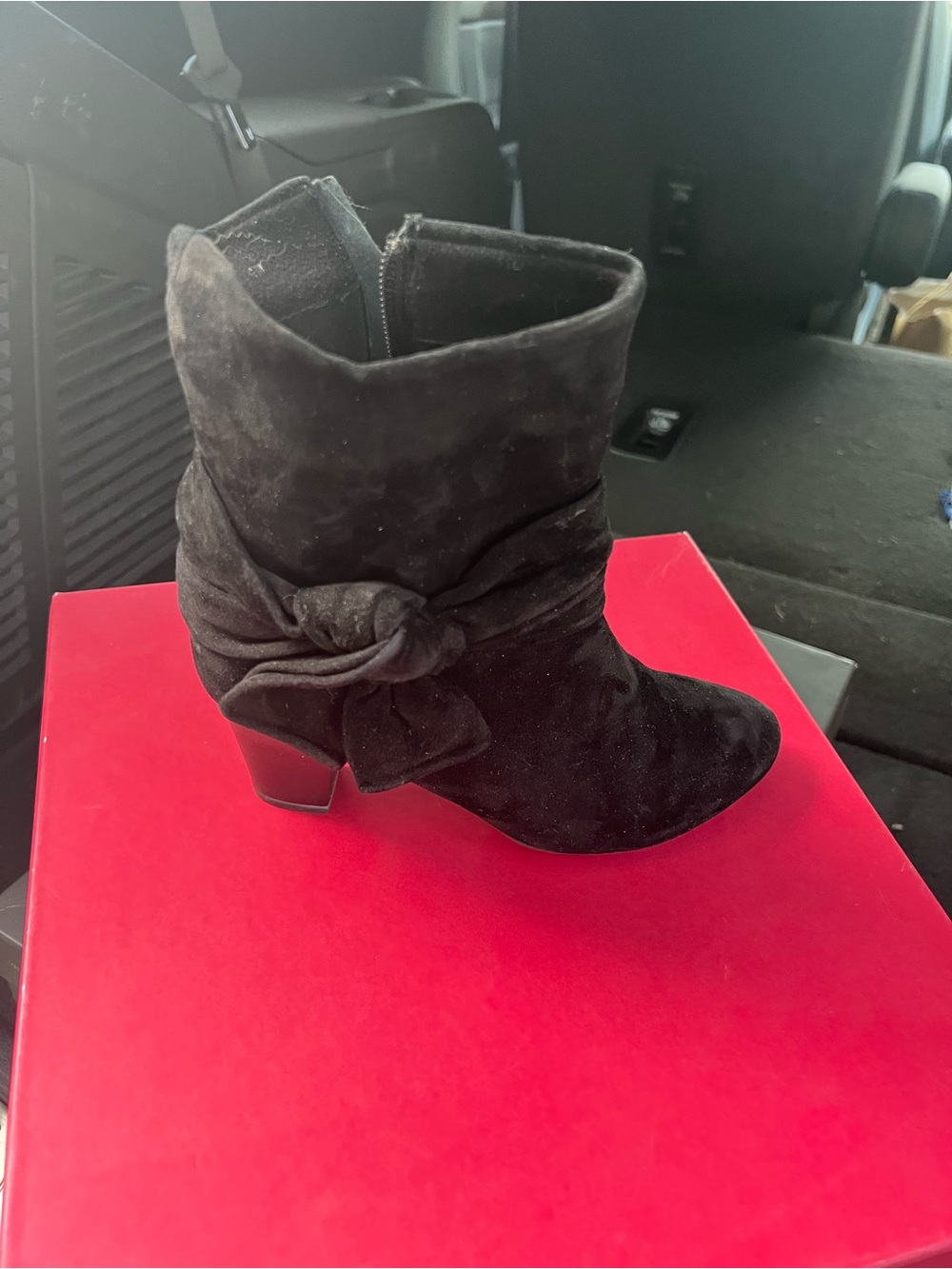 Vaneli Black Suede Knot Detail Ankle Booties size 4